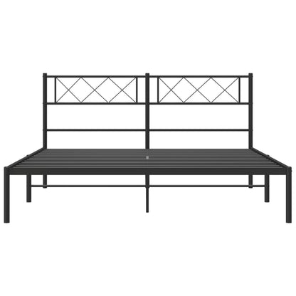 vidaXL Metal Bed Frame without Mattress with Headboard Black 140x190cm