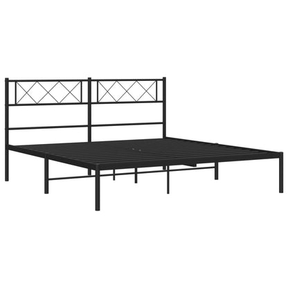 vidaXL Metal Bed Frame without Mattress with Headboard Black 140x190cm