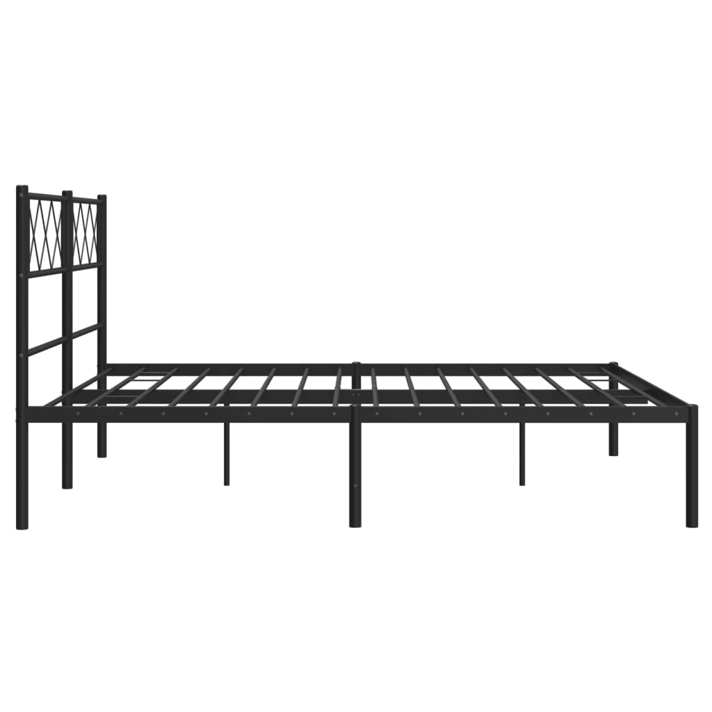 vidaXL Metal Bed Frame without Mattress with Headboard Black 140x190cm