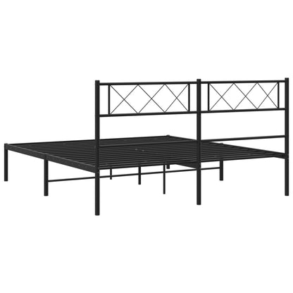 vidaXL Metal Bed Frame without Mattress with Headboard Black 140x190cm