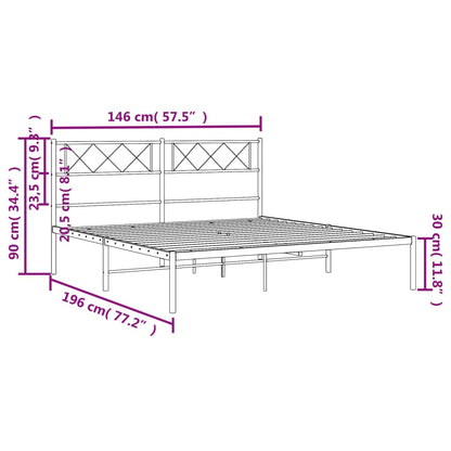 vidaXL Metal Bed Frame without Mattress with Headboard Black 140x190cm
