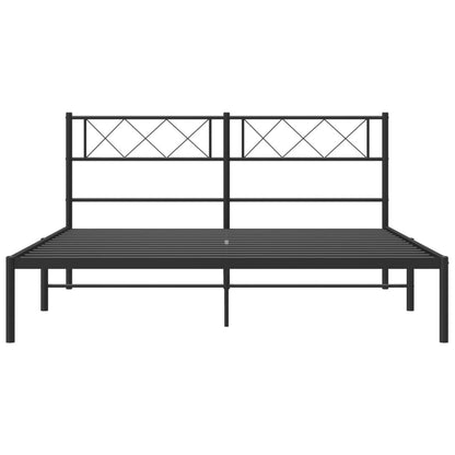 vidaXL Metal Bed Frame without Mattress with Headboard Black 140x200cm