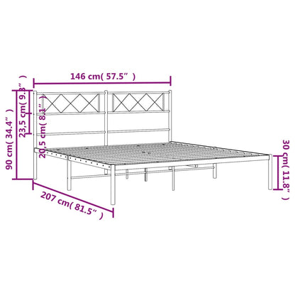 vidaXL Metal Bed Frame without Mattress with Headboard Black 140x200cm