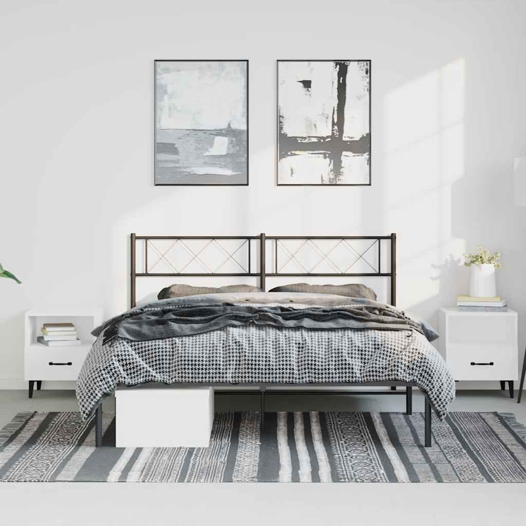 vidaXL Metal Bed Frame without Mattress with Headboard Black 150x200cm