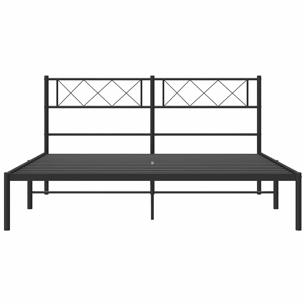 vidaXL Metal Bed Frame without Mattress with Headboard Black 150x200cm