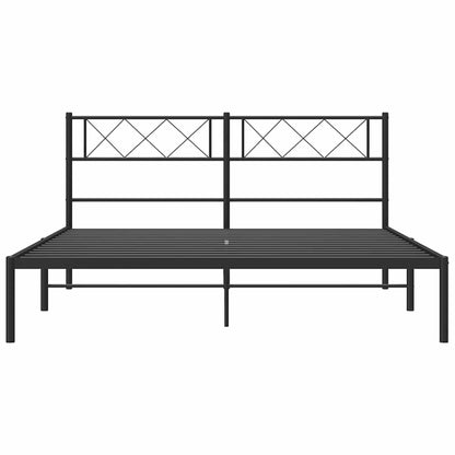 vidaXL Metal Bed Frame without Mattress with Headboard Black 150x200cm