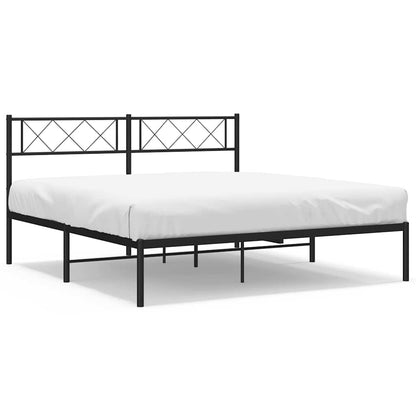 vidaXL Metal Bed Frame without Mattress with Headboard Black 160x200cm