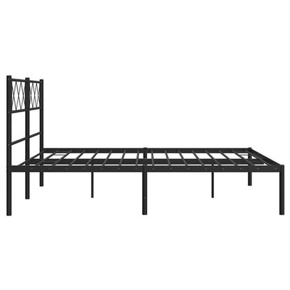 vidaXL Metal Bed Frame without Mattress with Headboard Black 160x200cm