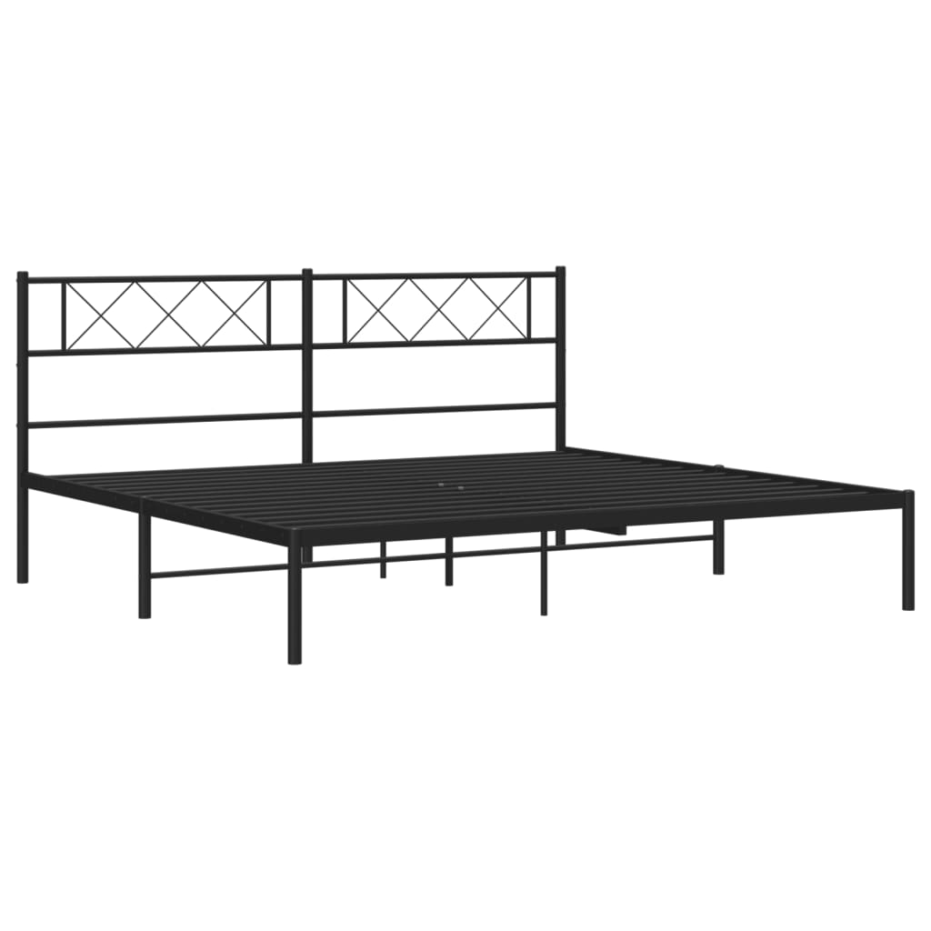 vidaXL Metal Bed Frame without Mattress with Headboard Black 180x200cm