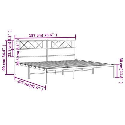 vidaXL Metal Bed Frame without Mattress with Headboard Black 180x200cm