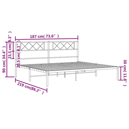 vidaXL Metal Bed Frame without Mattress with Headboard Black 183x213cm