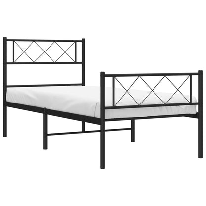 vidaXL Metal Bed Frame without Mattress with Footboard Black 75x190cm