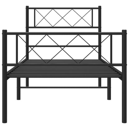 vidaXL Metal Bed Frame without Mattress with Footboard Black 75x190cm