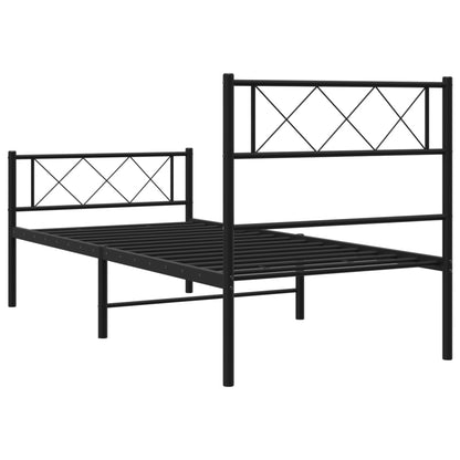 vidaXL Metal Bed Frame without Mattress with Footboard Black 75x190cm