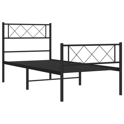 vidaXL Metal Bed Frame without Mattress with Footboard Black 90x200cm