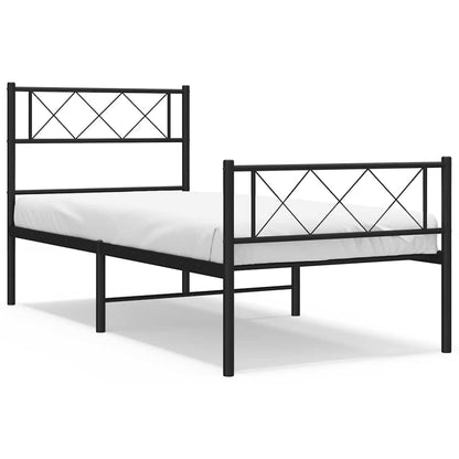 vidaXL Metal Bed Frame without Mattress with Footboard Black 100x200cm