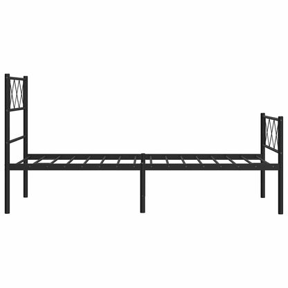 vidaXL Metal Bed Frame without Mattress with Footboard Black 100x200cm