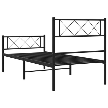 vidaXL Metal Bed Frame without Mattress with Footboard Black 100x200cm