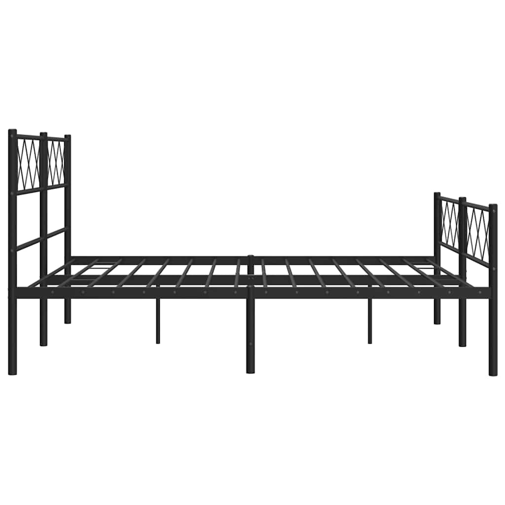 vidaXL Metal Bed Frame without Mattress with Footboard Black 120x190cm
