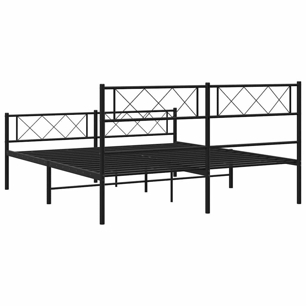 vidaXL Metal Bed Frame without Mattress with Footboard Black 120x190cm