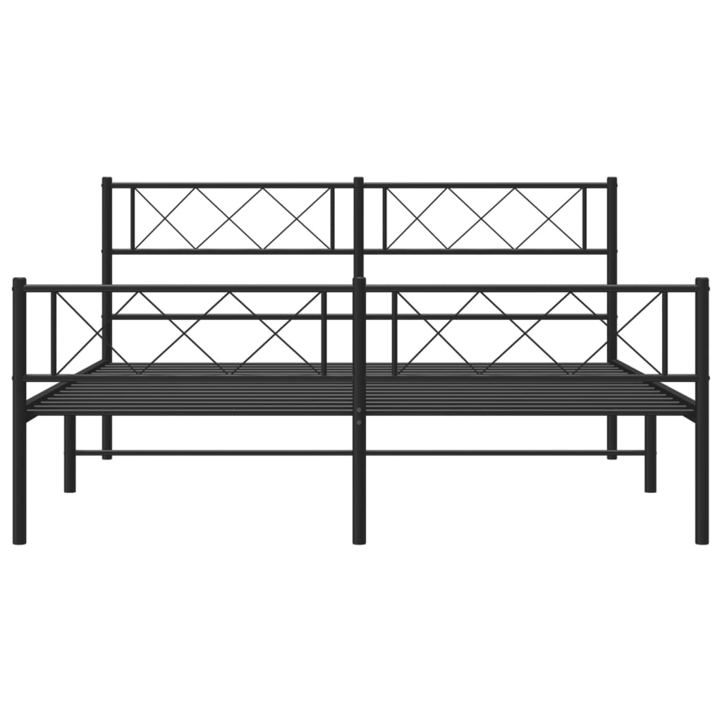 vidaXL Metal Bed Frame without Mattress with Footboard Black 120x200cm
