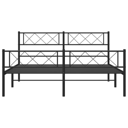 vidaXL Metal Bed Frame without Mattress with Footboard Black 120x200cm