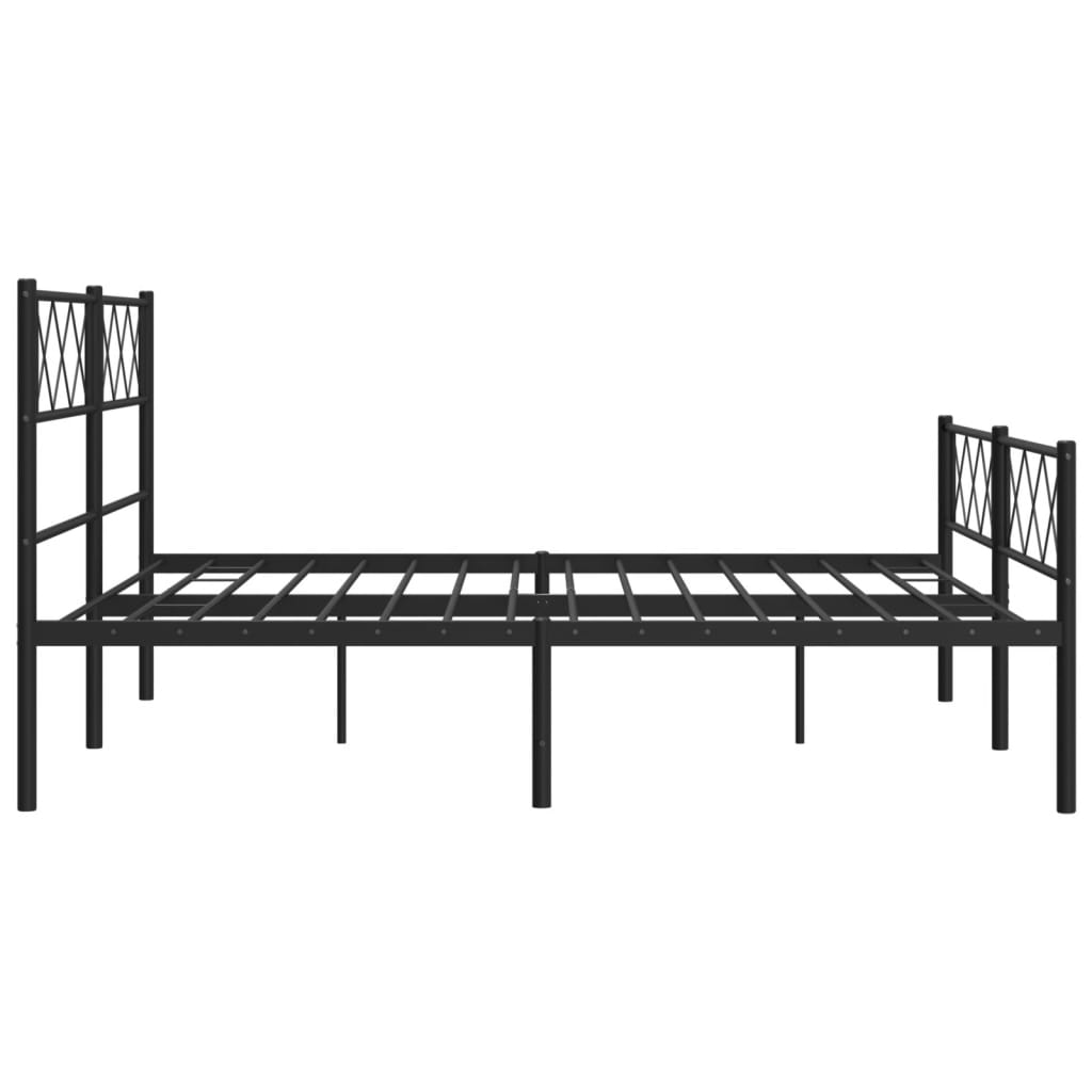 vidaXL Metal Bed Frame without Mattress with Footboard Black 120x200cm