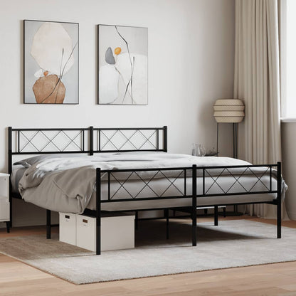 vidaXL Metal Bed Frame without Mattress with Footboard Black 120x200cm