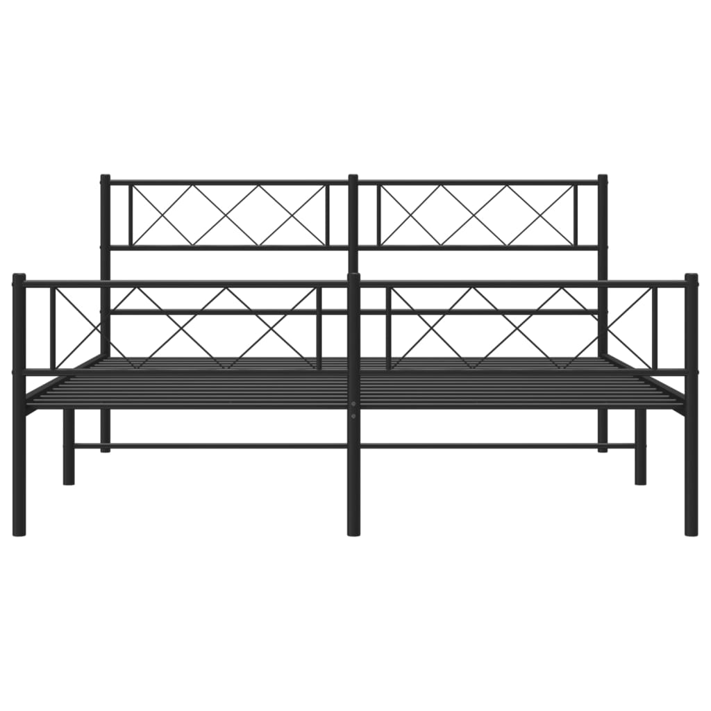 vidaXL Metal Bed Frame without Mattress with Footboard Black 140x190cm