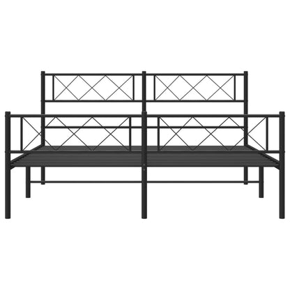 vidaXL Metal Bed Frame without Mattress with Footboard Black 140x190cm
