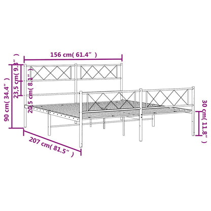vidaXL Metal Bed Frame without Mattress with Footboard Black 150x200cm