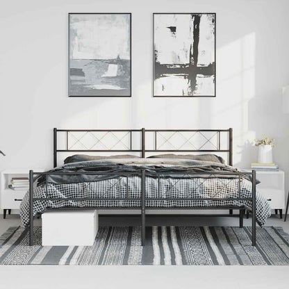 vidaXL Metal Bed Frame without Mattress with Footboard Black 183x213cm