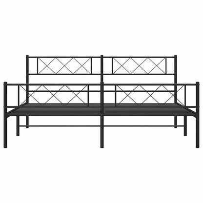 vidaXL Metal Bed Frame without Mattress with Footboard Black 183x213cm