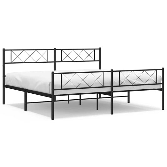 vidaXL Metal Bed Frame without Mattress with Footboard Black 193x203cm