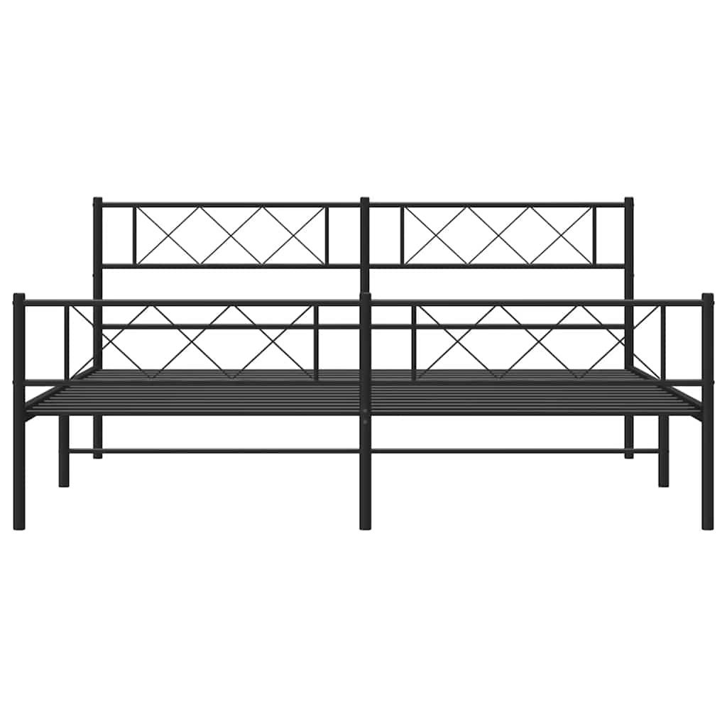 vidaXL Metal Bed Frame without Mattress with Footboard Black 193x203cm