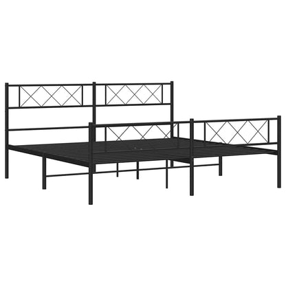 vidaXL Metal Bed Frame without Mattress with Footboard Black 193x203cm