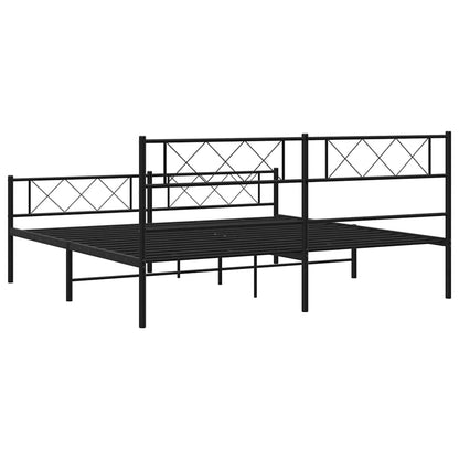 vidaXL Metal Bed Frame without Mattress with Footboard Black 193x203cm