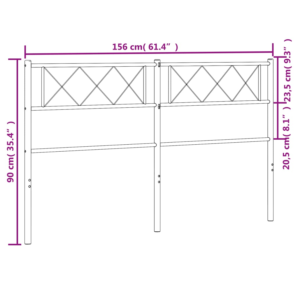 vidaXL Metal Replace Headboard Black 150 cm