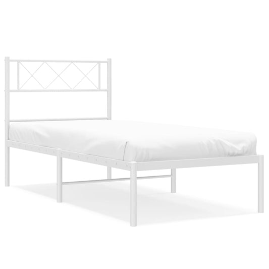 vidaXL Metal Bed Frame without Mattress with Headboard White 80x200cm