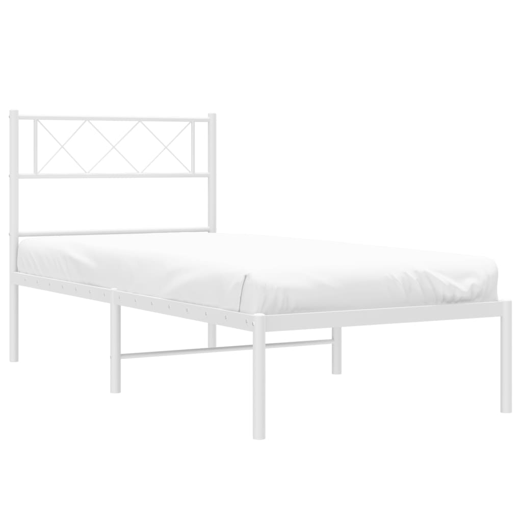 vidaXL Metal Bed Frame without Mattress with Headboard White 80x200cm
