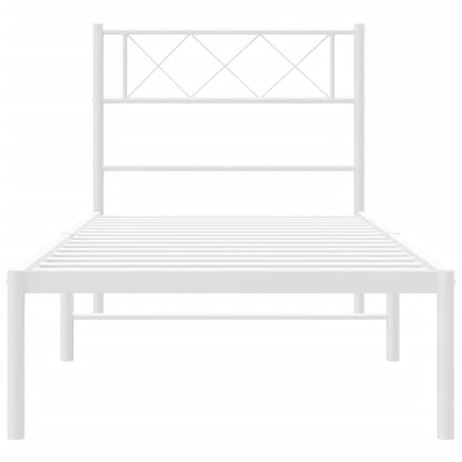 vidaXL Metal Bed Frame without Mattress with Headboard White 80x200cm