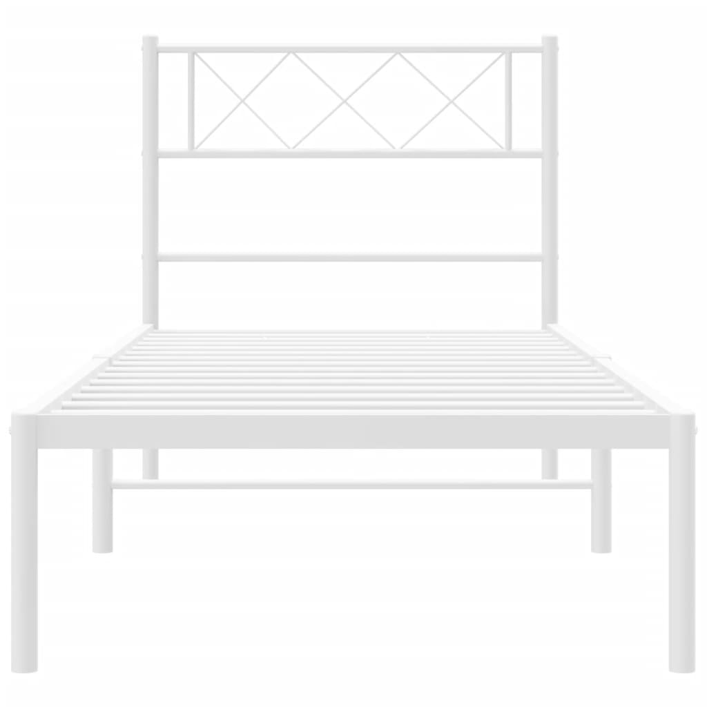 vidaXL Metal Bed Frame without Mattress with Headboard White 90x190cm