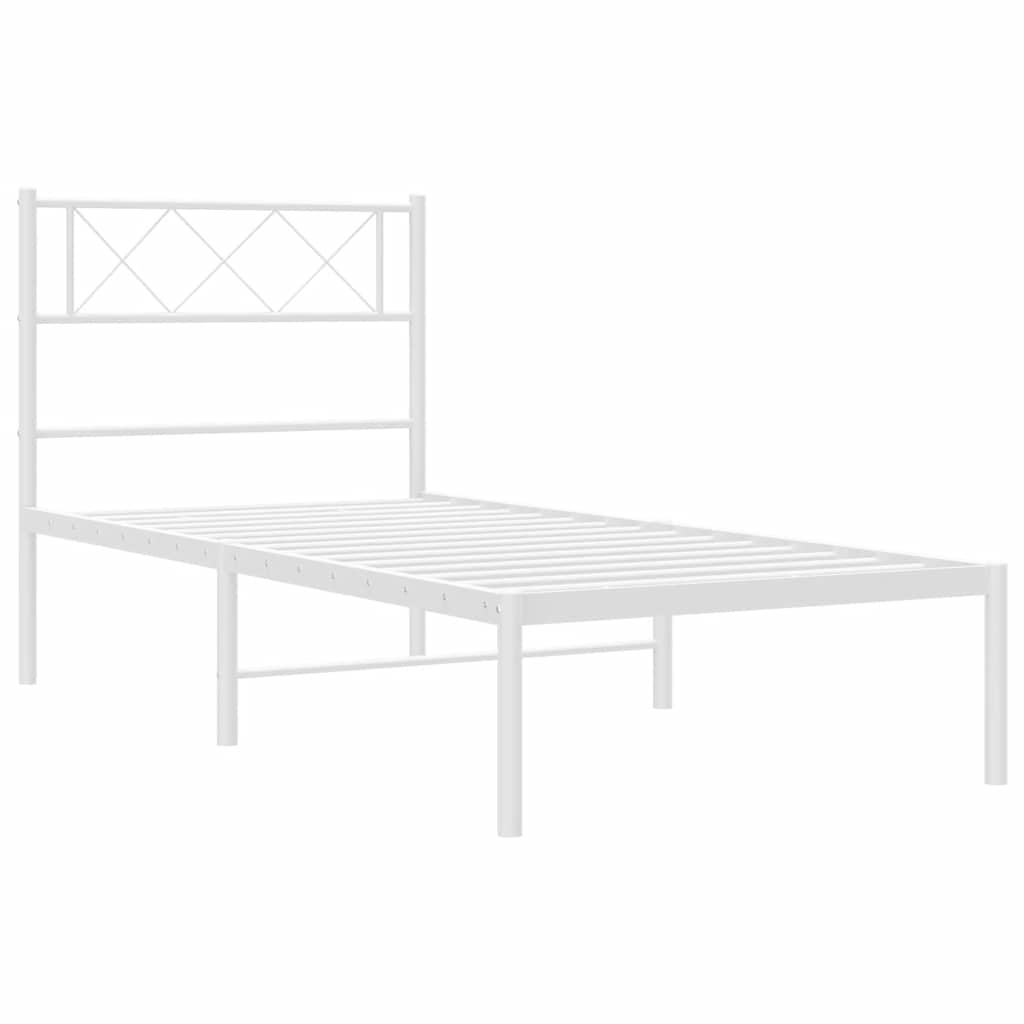 vidaXL Metal Bed Frame without Mattress with Headboard White 100x190cm