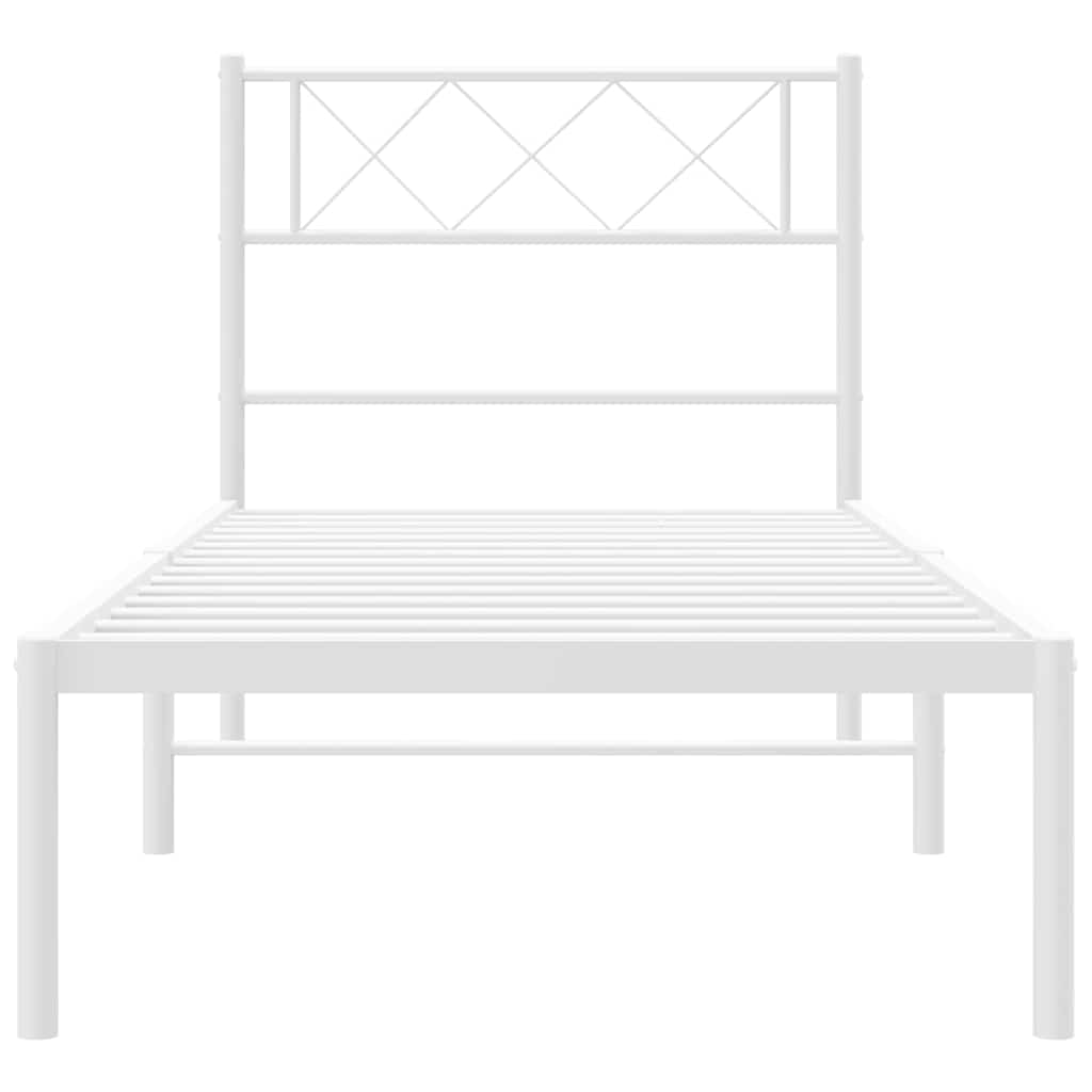 vidaXL Metal Bed Frame without Mattress with Headboard White 100x200cm