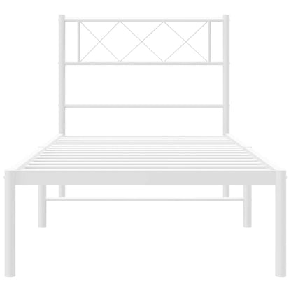 vidaXL Metal Bed Frame without Mattress with Headboard White 100x200cm