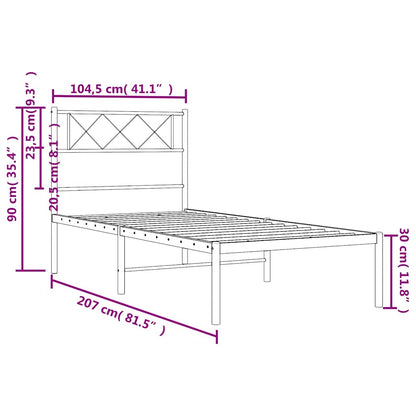 vidaXL Metal Bed Frame without Mattress with Headboard White 100x200cm