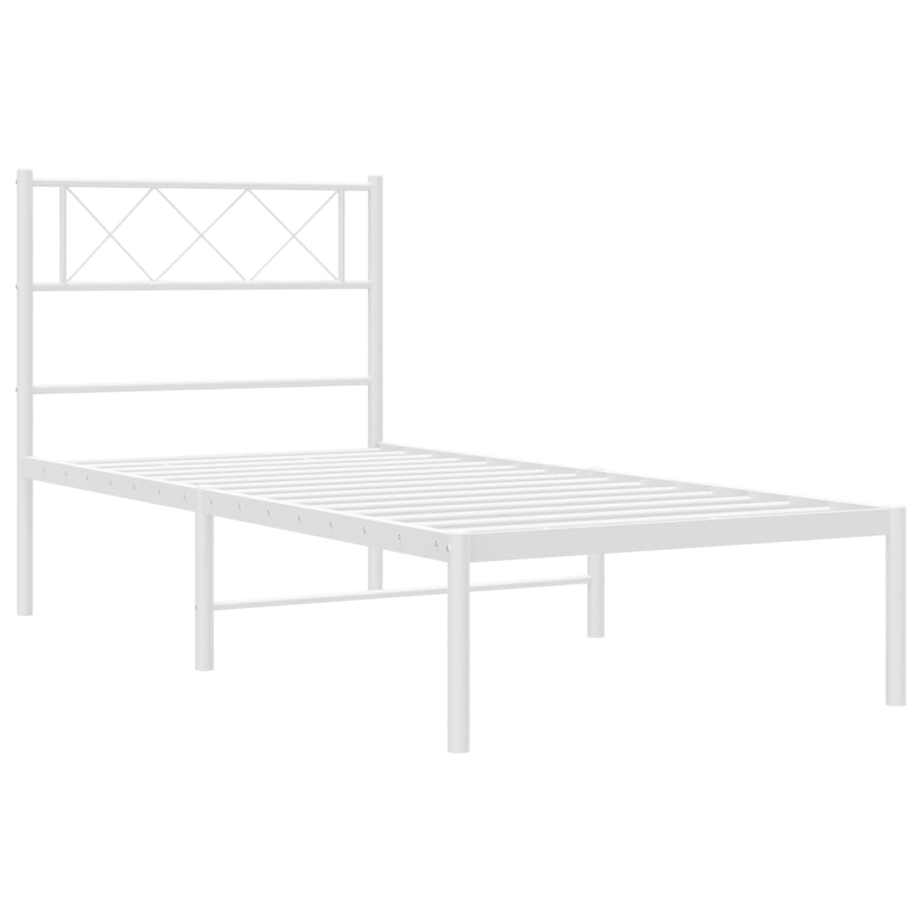 vidaXL Metal Bed Frame without Mattress with Headboard White 107x203cm