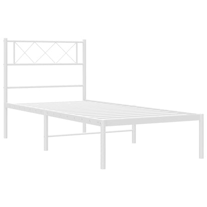 vidaXL Metal Bed Frame without Mattress with Headboard White 107x203cm