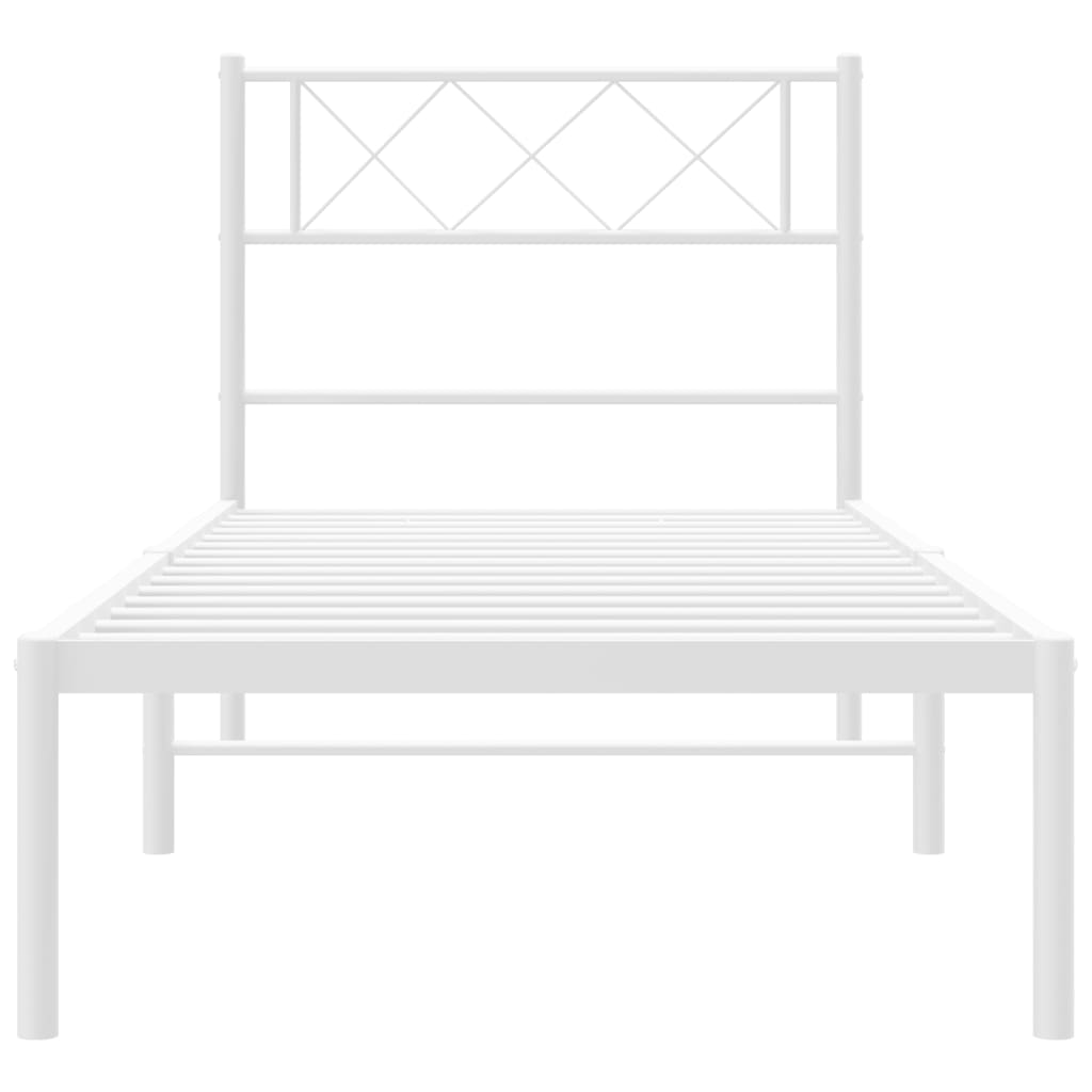 vidaXL Metal Bed Frame without Mattress with Headboard White 107x203cm