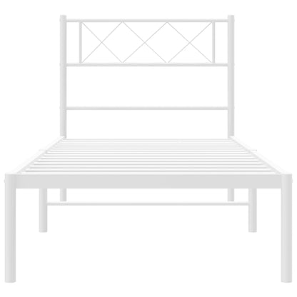 vidaXL Metal Bed Frame without Mattress with Headboard White 107x203cm